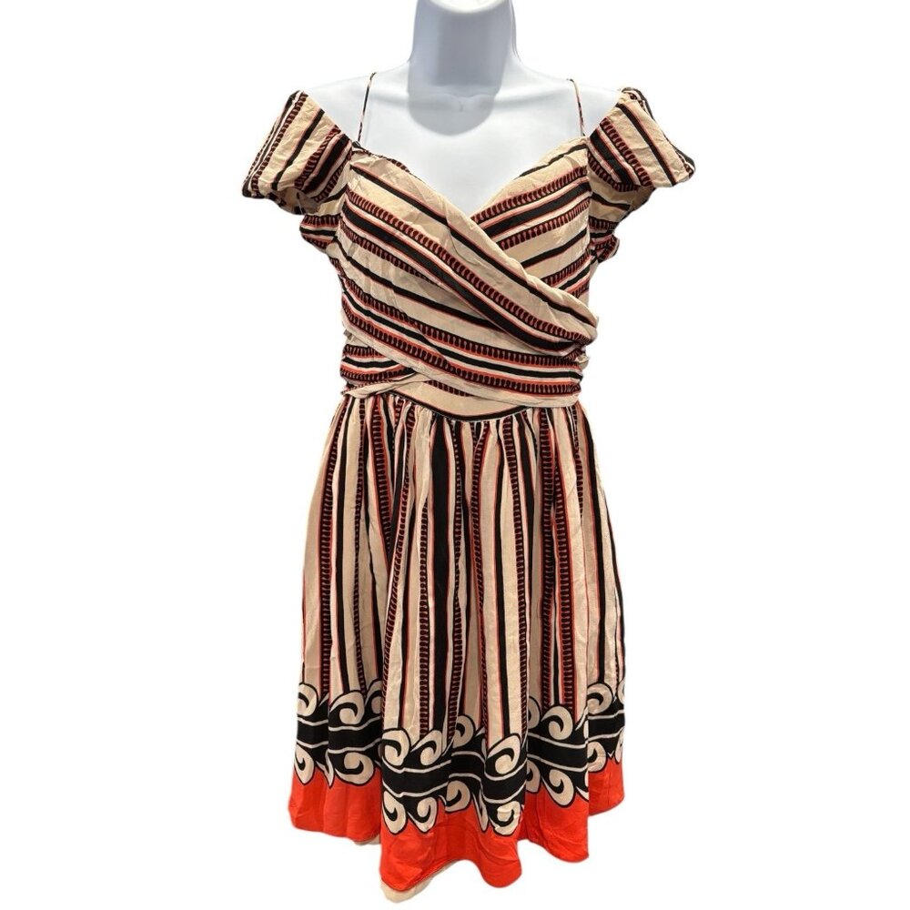 Anna Sui for Target Silk Boho Puff Sleeve Dress‎ Tribal Print Fit & Flare Sz S